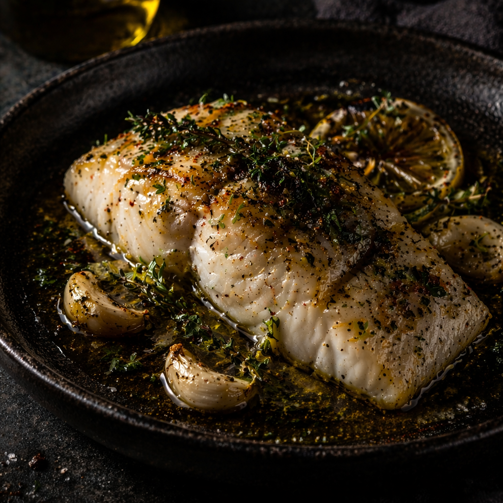 Baked Cod, Olive Oil, Lemon & Herbs
