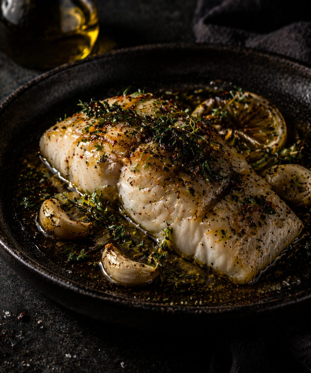 Baked Cod, Olive Oil, Lemon & Herbs