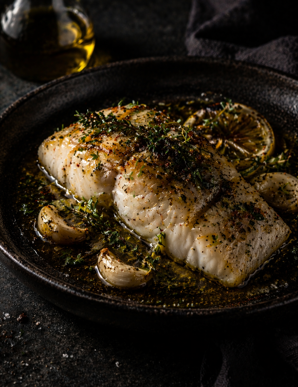 Baked Cod, Olive Oil, Lemon & Herbs