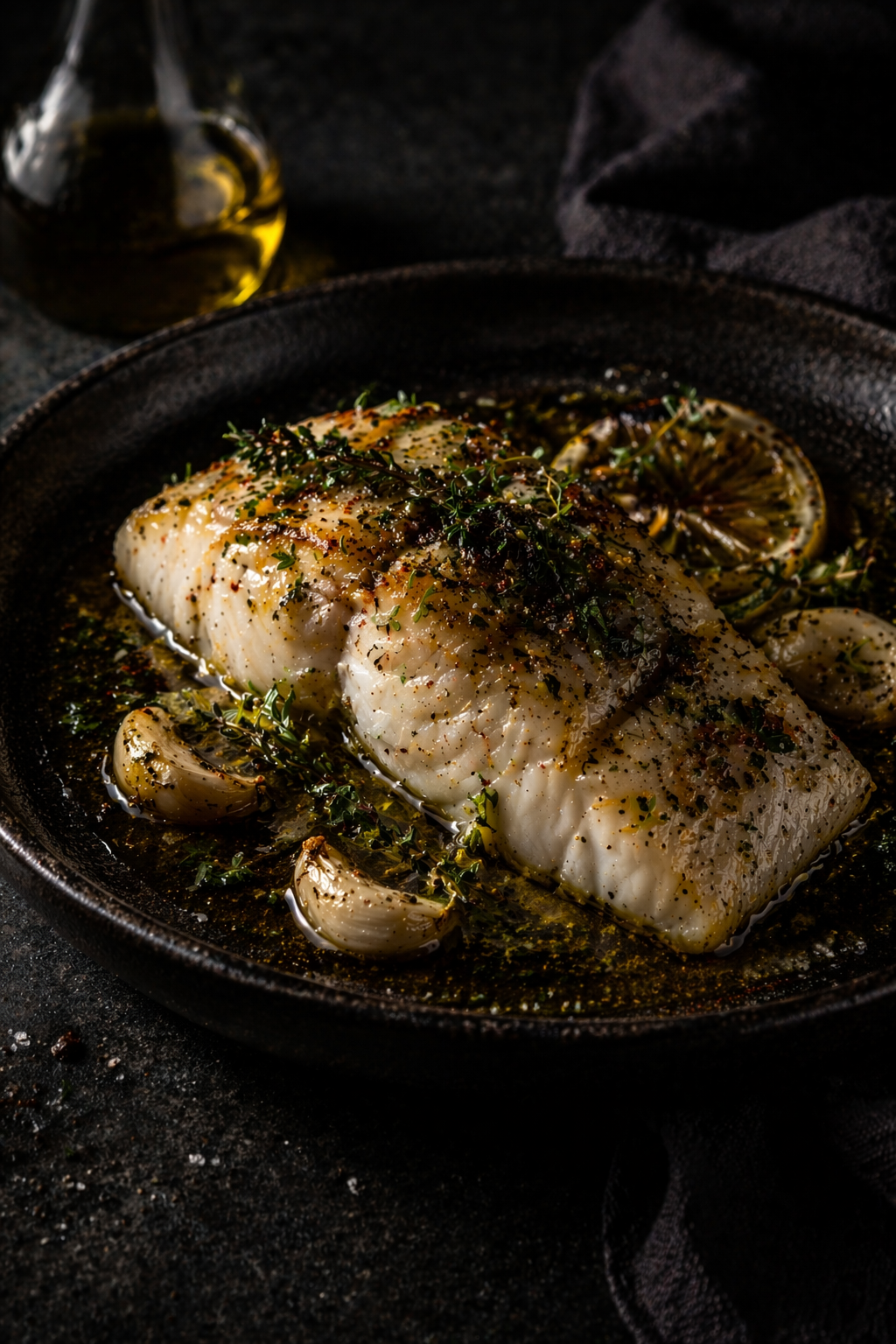 Baked Cod, Olive Oil, Lemon & Herbs