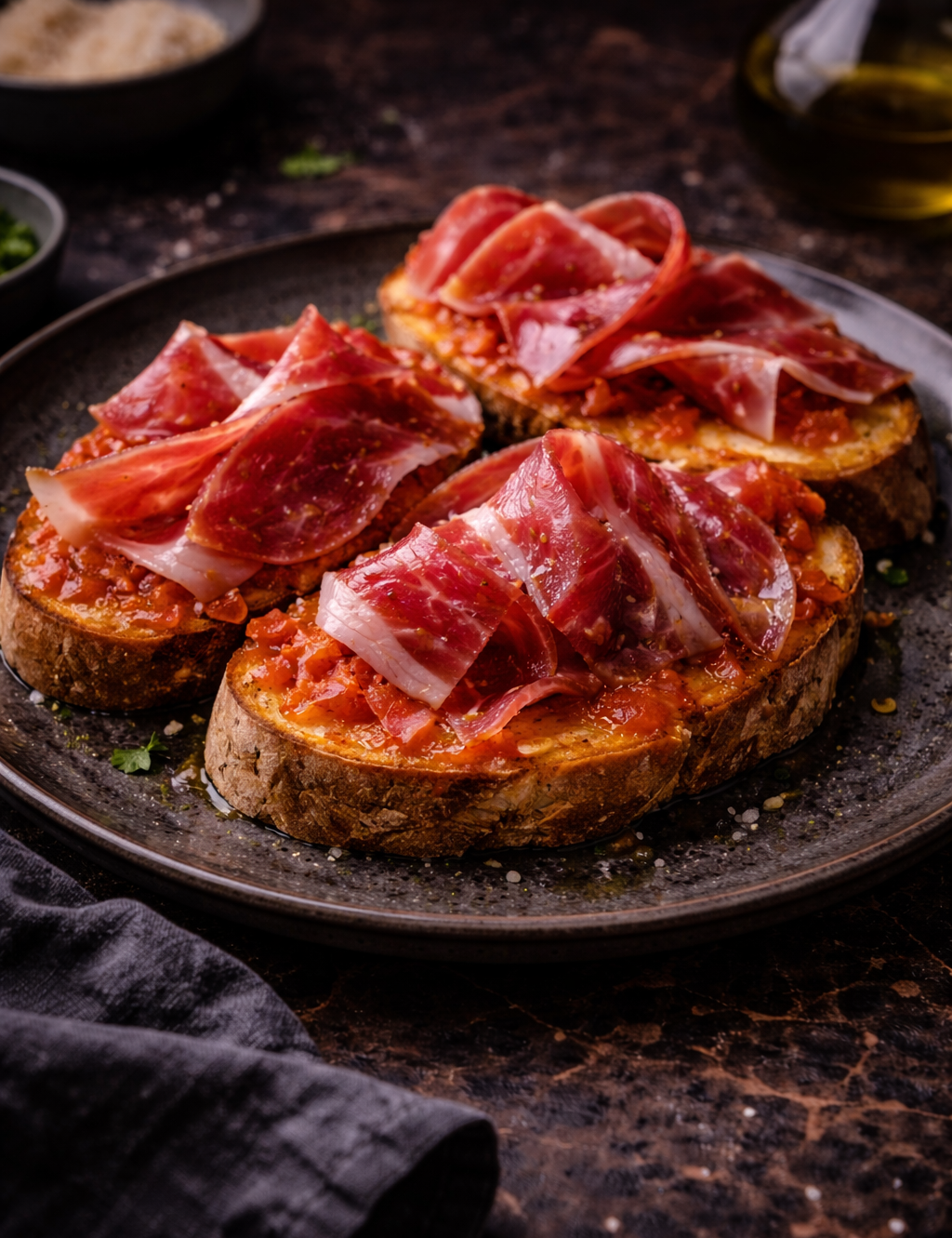 Iberico Bellota Ham, Pan con Tomate & Olive Oil