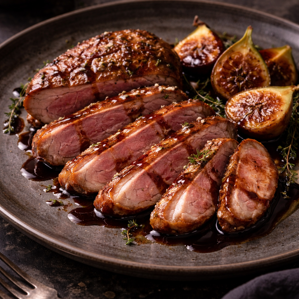 Roasted Duck Breast with Aged Balsamic & Fig