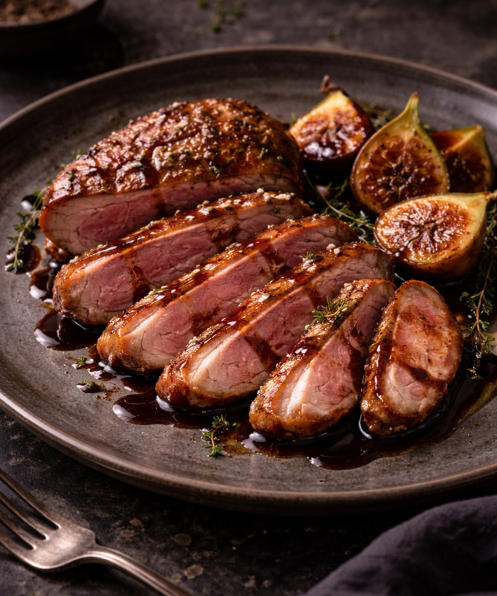 Roasted Duck Breast with Aged Balsamic & Fig