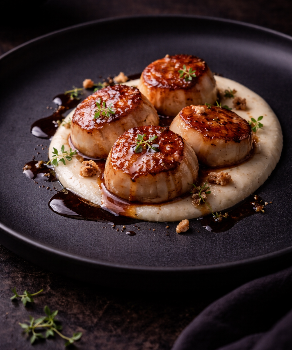 Scallops, Pedro Ximénez & Cauliflower