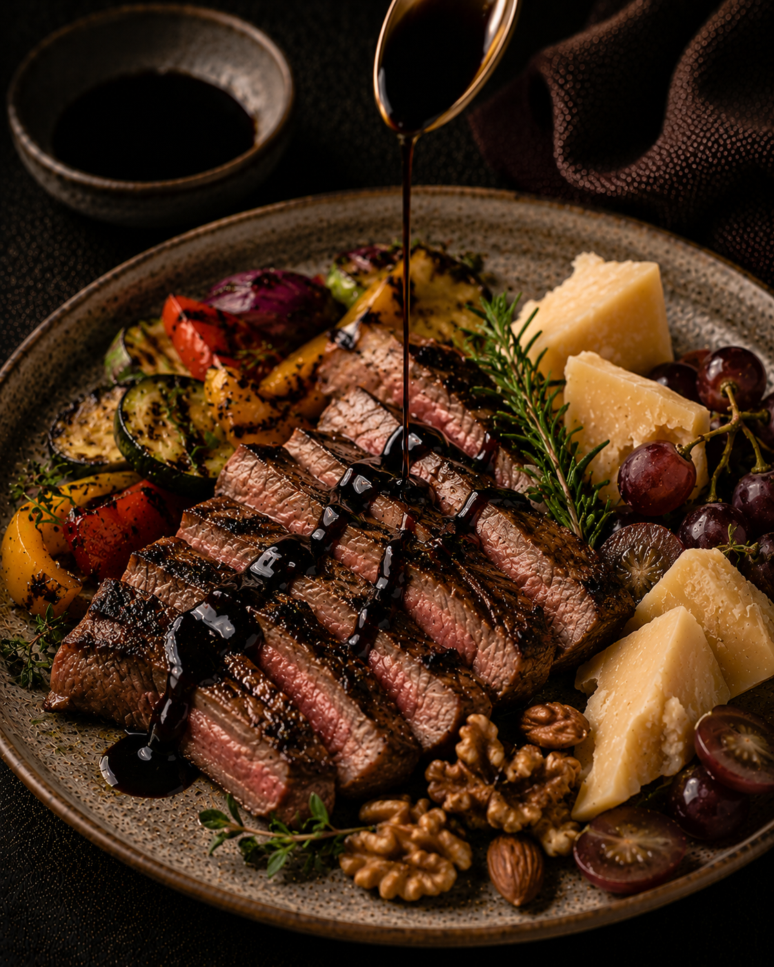 Finish grilled meats or aged cheeses