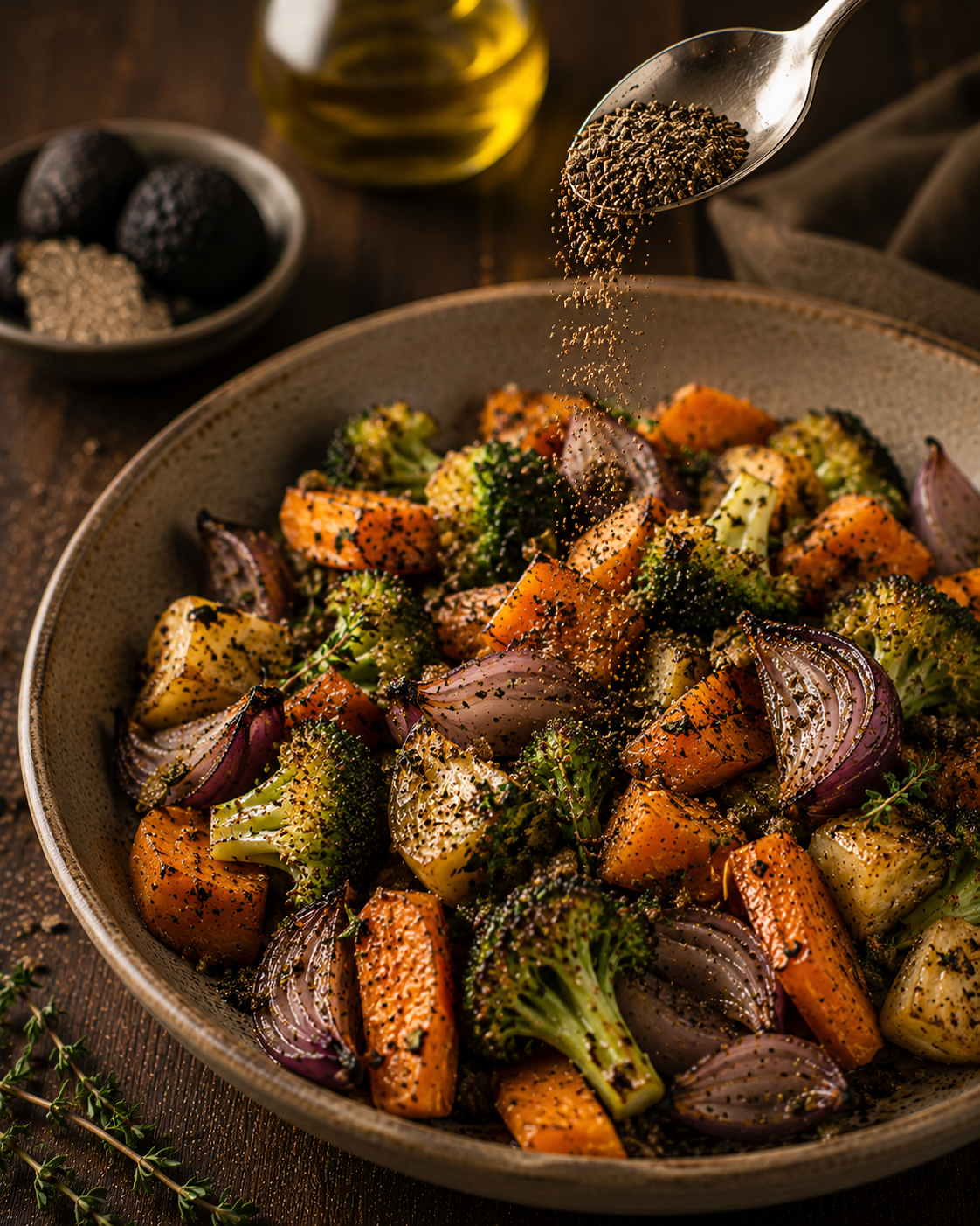 Finish fries, popcorn or roasted vegetables