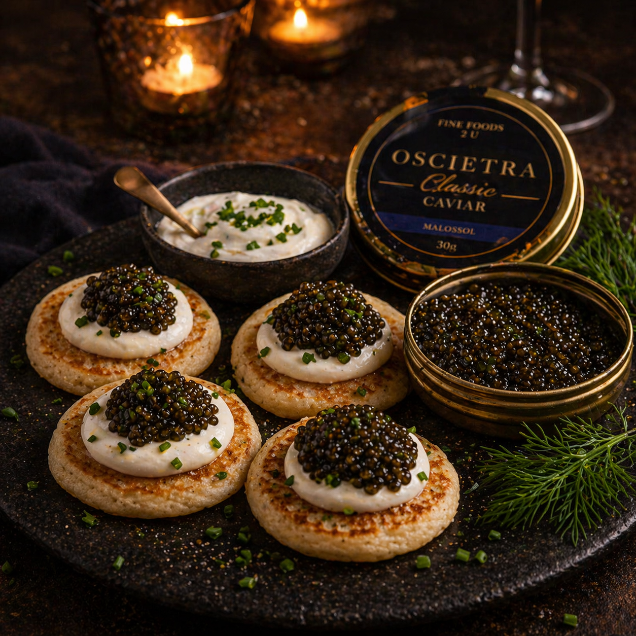 Serve simply on blinis with crème fraîche